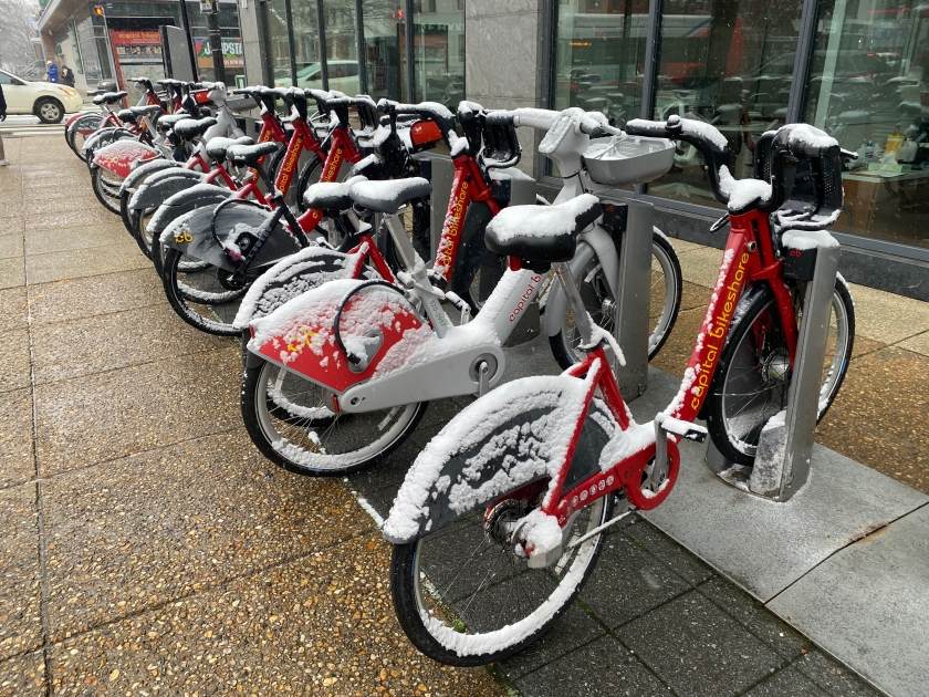 Capital Bikeshare station in the snow!